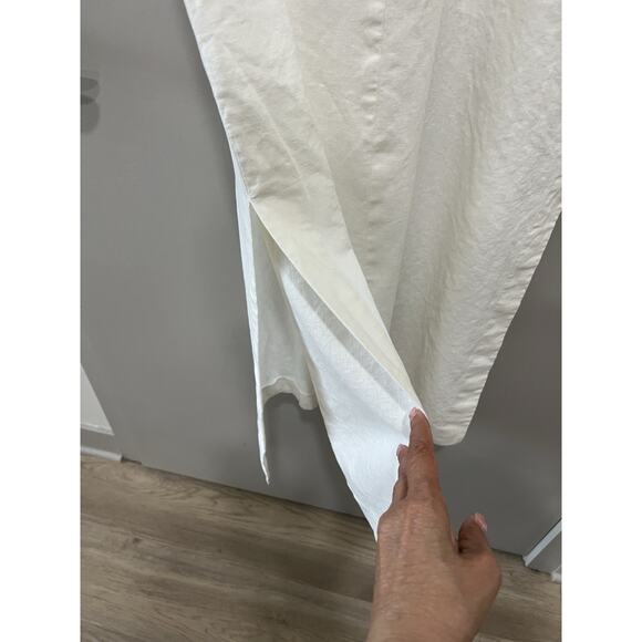 Vintage Statement Ivory Long Shirt Dress Sailor Collar ,side slit Button 12 - Picture 4 of 9